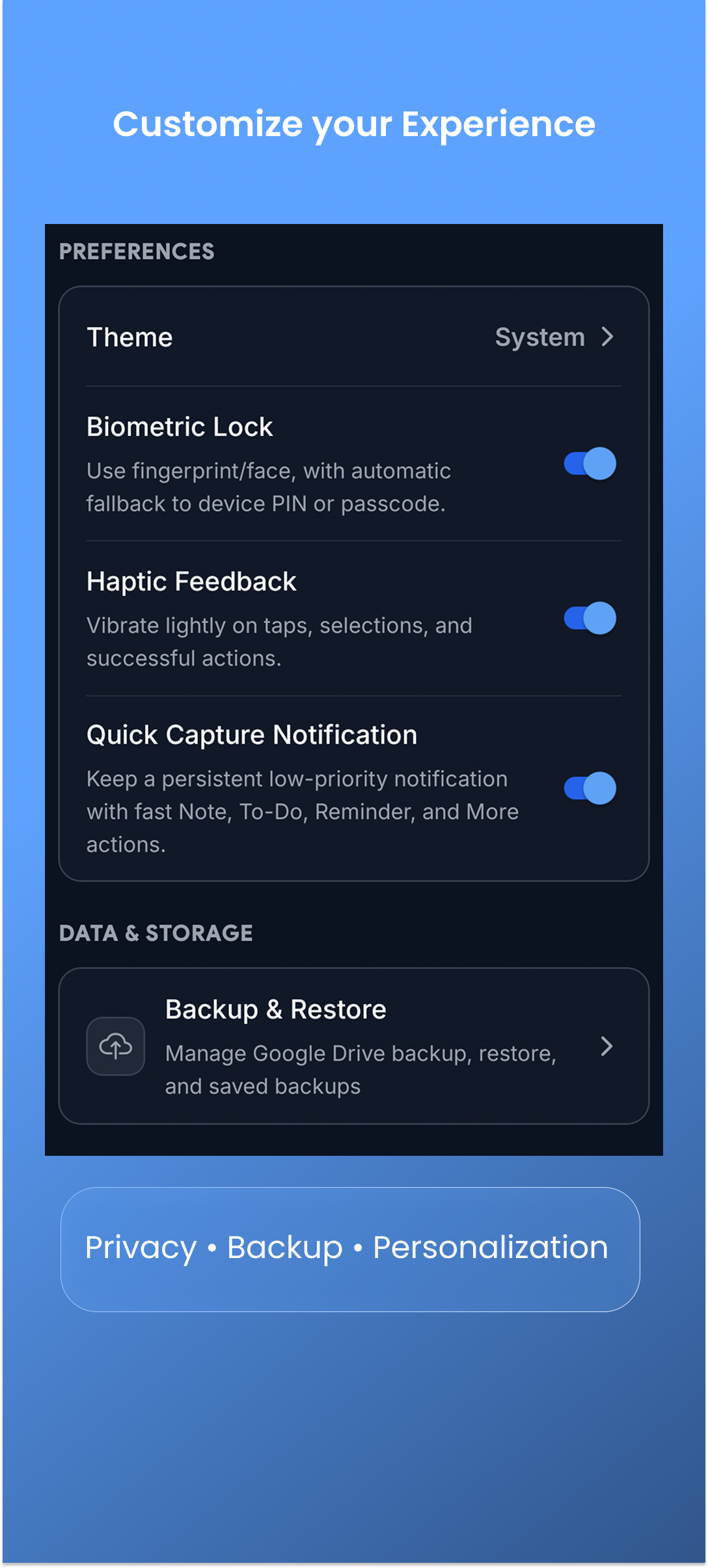 dScribe settings screen